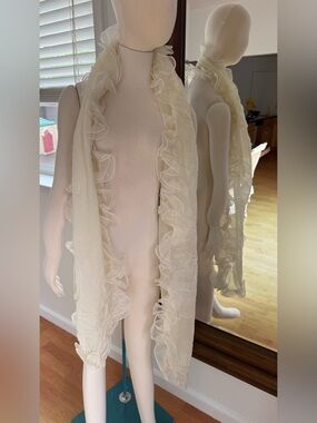 Cream Ruffle Trim Scarf - Women Accessories